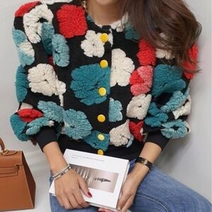 Colorful Floral Button-Up Jacket